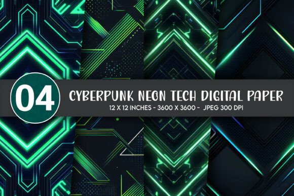 Download Cyberpunk Neon Tech Digital Paper - Digital Collection