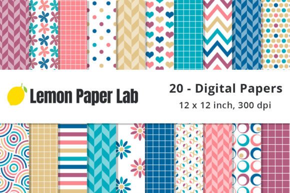Download Sunset Geometric Digital Paper - Digital Collection