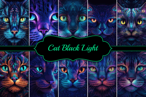 Download Cat Black Light Neon Background - Background Collection