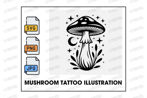 Download Mushroom Celestial Tattoo Illustration - Tattoo Collection