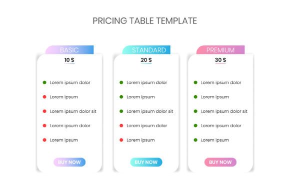 Download Modern Colorful Price Table Template - Premium Resources