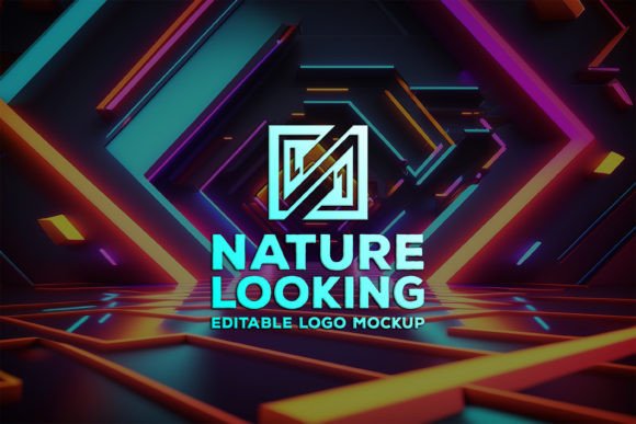 Download Logo Mockup on the Neon Background - Background Collection