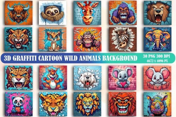 Download 3D Graffiti Wild Animals Background - Background Collection
