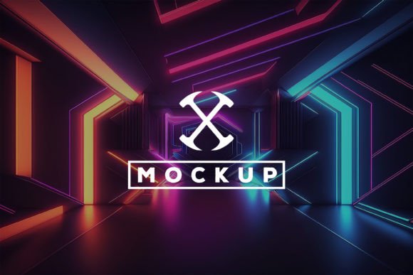 Download Logo Mockup with Neon Tunnel Background - Background Collection