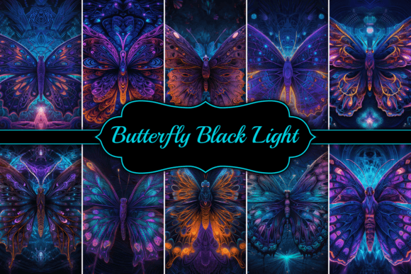 Download Butterfly Black Light Neon Background - Background Collection