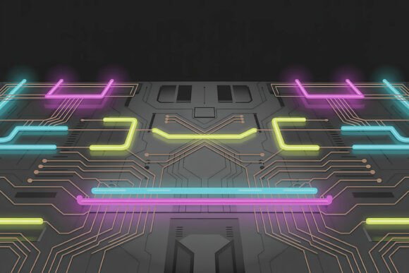 Download Neon Digital Technology Grid Pattern - Digital Collection