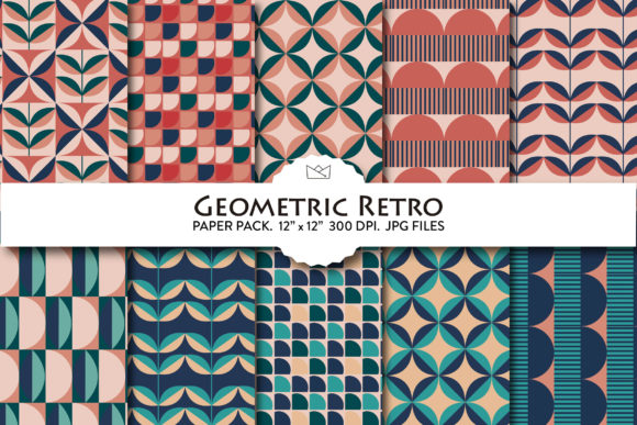 Download Geometric Retro Digital Paper, Patterns - Digital Collection